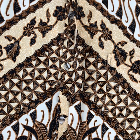 Batik Halus Long Sleeve Button Up Shirt Indra Hadi Men's XL Lined Solo Indonesia - Picture 7 of 14